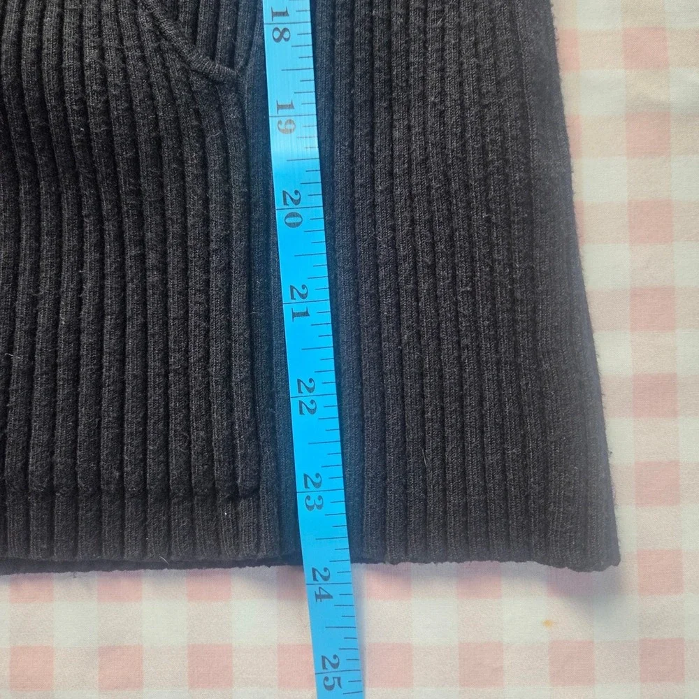 Belldini Black Ribbed Knit Rhinestone Zip Up Hoodie Sweater XL Y2K Bling